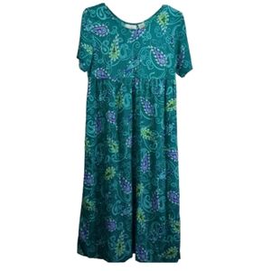 Diane Von Furstenberg The Color Authority  Women's Maxi Dress Short Slv Size M/L